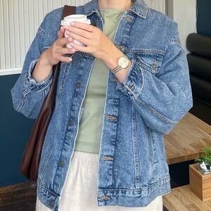 Oversized blue denim jacket